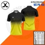 Áo polo pickleball đen vàng chanh chấm bi